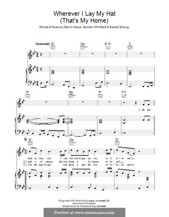 Wherever I Lay My Hat (That's My Home): Для голоса и фортепиано (или гитары) by Barrett Strong, Norman J. Whitfield