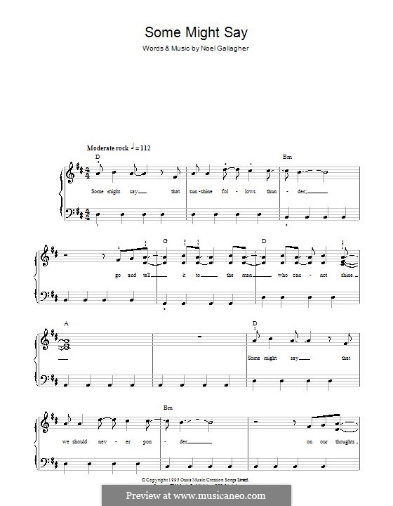 Some Might Say (Oasis): Для фортепиано (легкий уровень) by Noel Gallagher