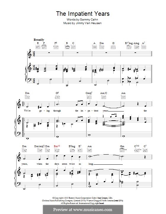 The Impatient Years (Frank Sinatra): Для голоса и фортепиано (или гитары) by Jimmy Van Heusen