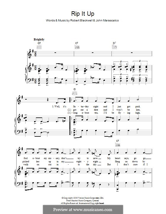 Rip It Up: Для голоса и фортепиано (или гитары) by John S. Marascalco, Robert A. Blackwell