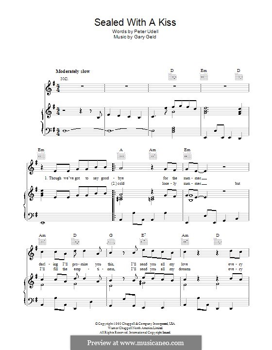 Sealed with a Kiss (Brian Hyland): Для голоса и фортепиано (или гитары) by Gary Geld