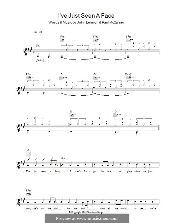 I've Just Seen a Face (The Beatles): Мелодия, текст и аккорды by John Lennon, Paul McCartney