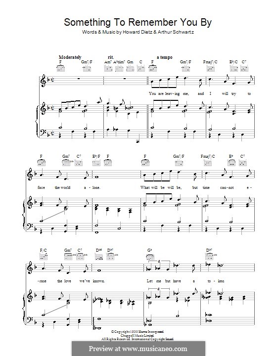 Something to Remember You By (Vera Lynn): Для голоса и фортепиано (или гитары) by Arthur Schwartz