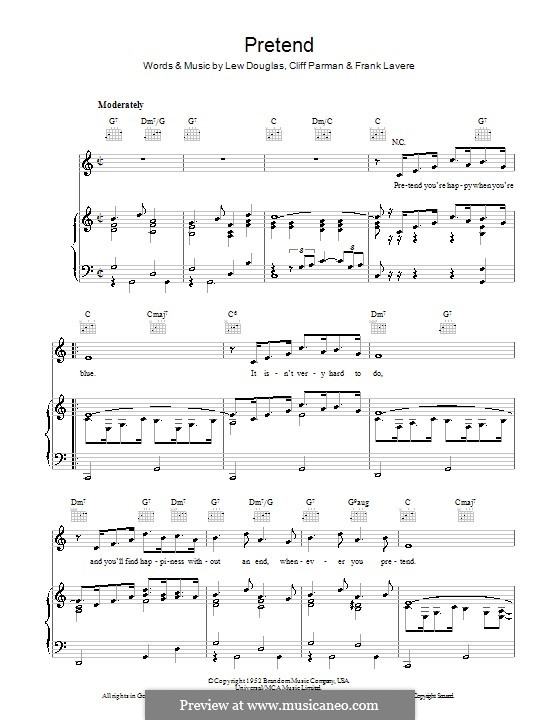 Pretend (Brenda Lee): Для голоса и фортепиано (или гитары) by Cliff Parman, Frank LaVere, Lew Douglas