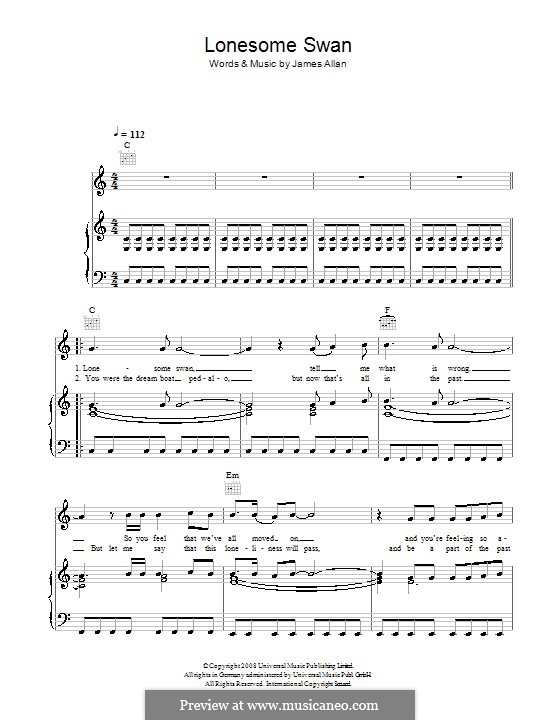 Lonesome Swan (Glasvegas): Для голоса и фортепиано (или гитары) by James Allan
