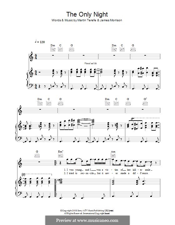 The Only Night: Для голоса и фортепиано (или гитары) by Martin Terefe
