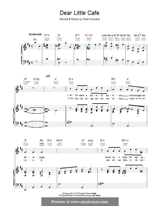 Dear Little Cafe: Для голоса и фортепиано (или гитары) by Noel Coward
