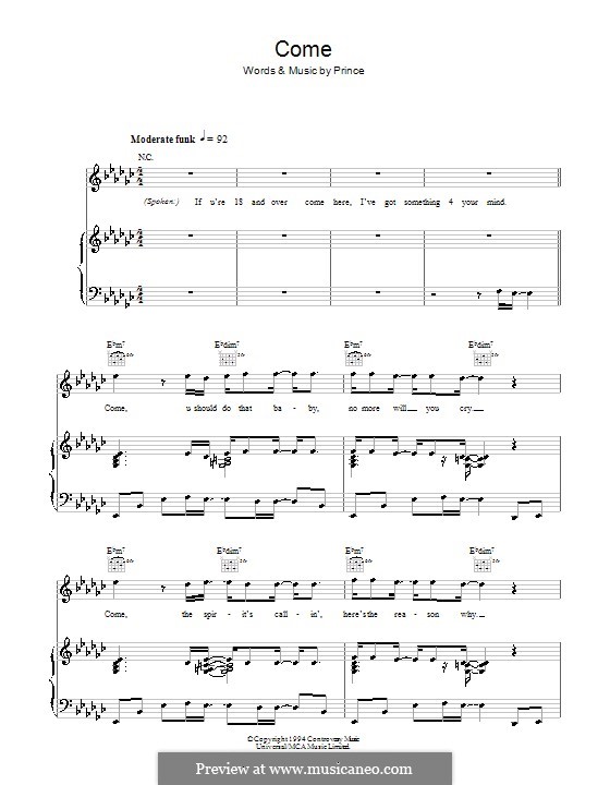 Come: Для голоса и фортепиано (или гитары) by Prince