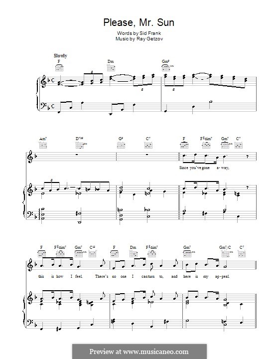 Please, Mr. Sun (Perry Como): Для голоса и фортепиано (или гитары) by Ramon Getzov, Sid Frank