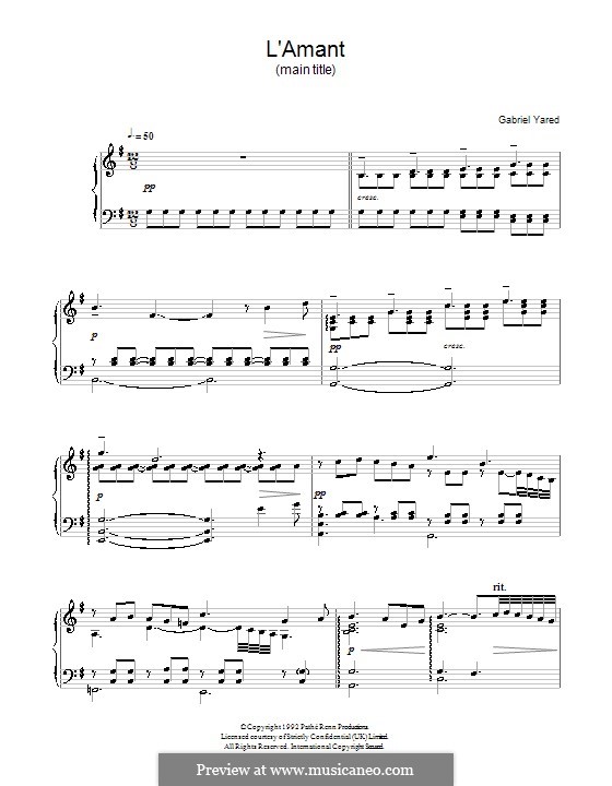 L'Amant - Main Theme (from L'Amant): Для фортепиано by Gabriel Yared