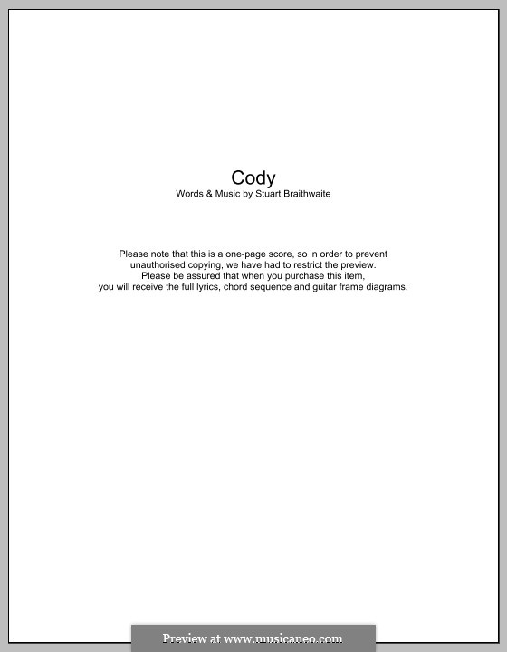 Cody (Mogwai): Текст, аккорды by Stuart Braithwaite