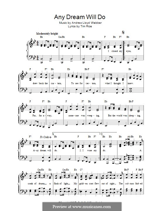 Any Dream Will Do: Для голоса и фортепиано by Andrew Lloyd Webber