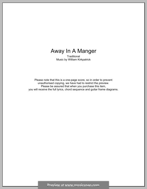Away in a Manger: Текст, аккорды by Уильям (Джеймс) Киркпатрик