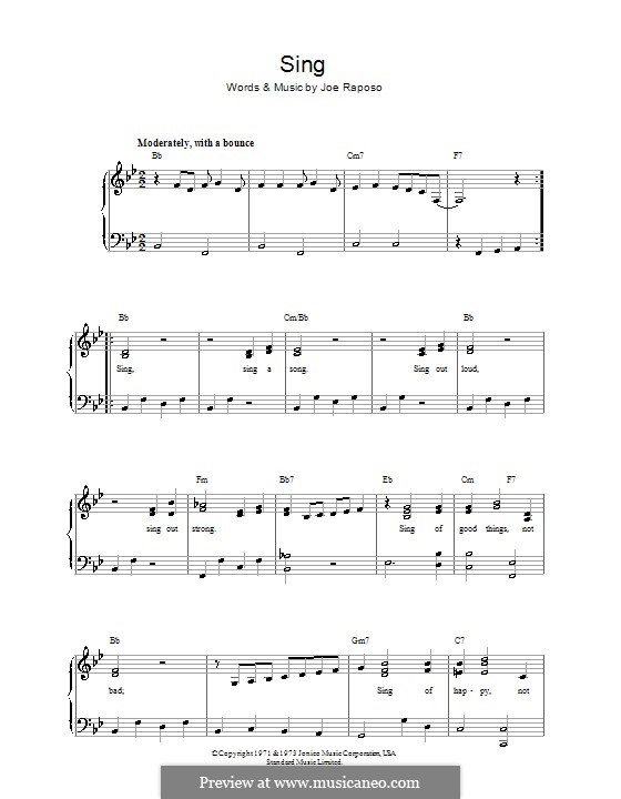 Sing (The Carpenters): Для голоса и фортепиано by Joe Raposo