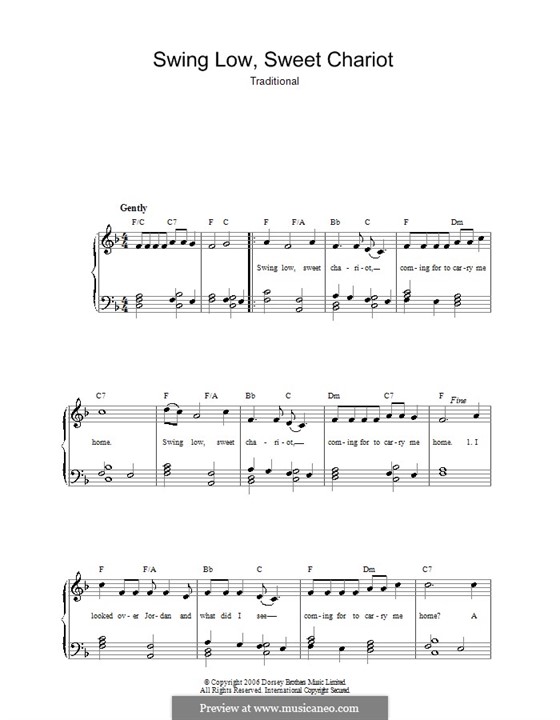 Swing Low, Sweet Chariot: Для голоса и фортепиано by folklore