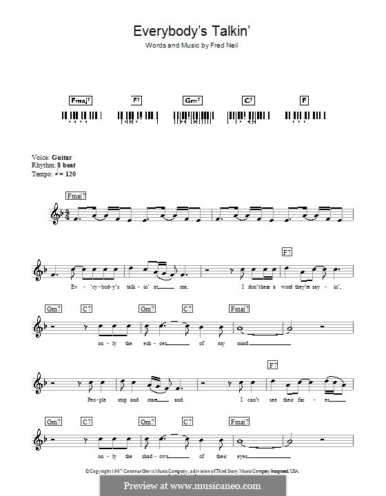 Everybody's Talkin' (Nilsson): Для клавишного инструмента by Fred Neil