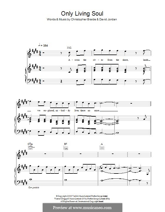 Only Living Soul (David Jordan): Для голоса и фортепиано (или гитары) by Chris Braide