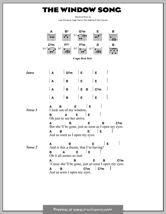 The Window Song (The Kooks): Текст, аккорды by Hugh Harris, Luke Pritchard, Max Rafferty, Paul Garred