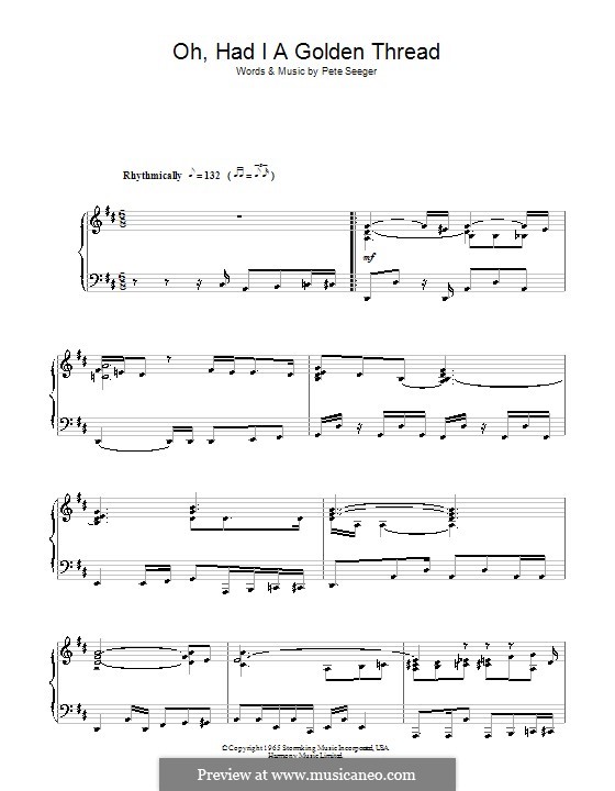 Oh, Had I a Golden Thread (Eva Cassidy): Для фортепиано by Pete Seeger