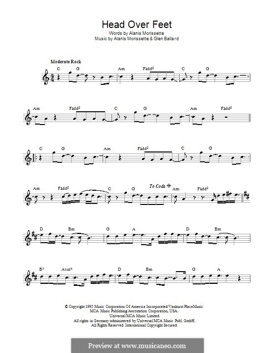 Head Over Feet (from Jagged Little Pill The Musical): Для флейты by Alanis Morissette, Glen Ballard