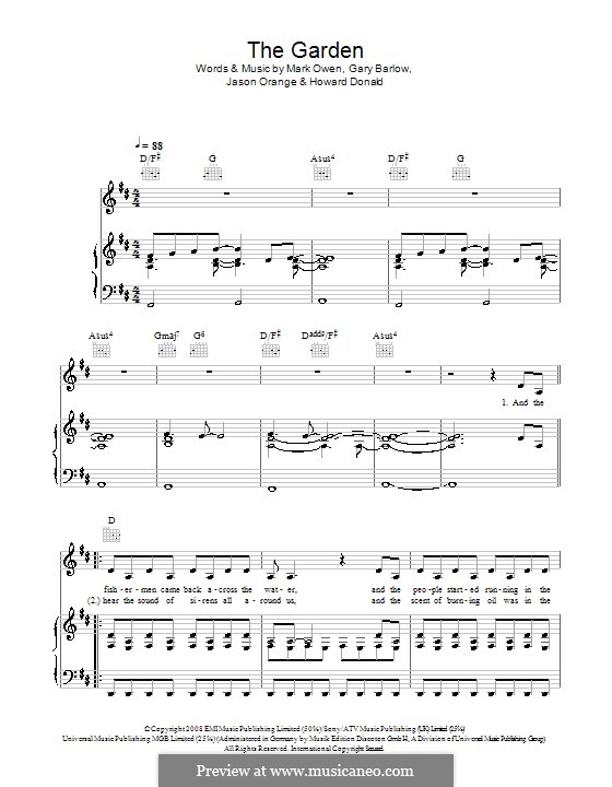 The Garden (Take That): Для голоса и фортепиано (или гитары) by Gary Barlow, Howard Donald, Jason Orange, Mark Owen