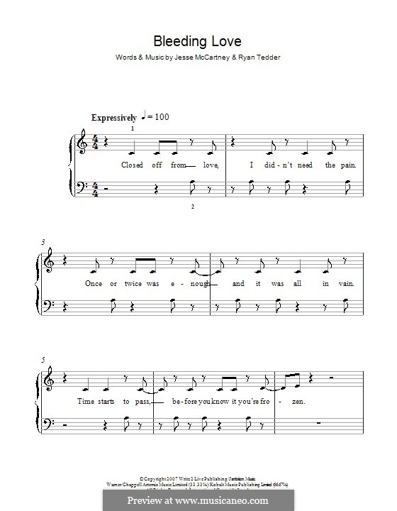 Bleeding Love (Leona Lewis): Для фортепиано (легкий уровень) (C Major) by Jesse McCartney, Ryan B Tedder