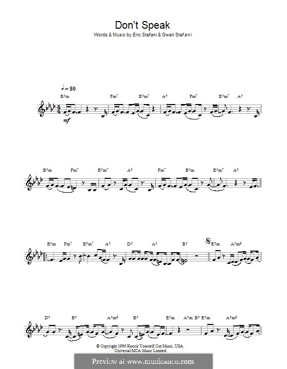 Don't Speak (No Doubt): Для кларнета by Eric Stefani, Gwen Stefani