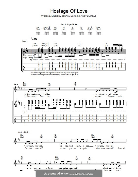 Hostage of Love (Razorlight): Гитарная табулатура by Andy Burrows, Johnny Borrell