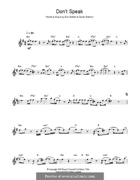 Don't Speak (No Doubt): Для флейты by Eric Stefani, Gwen Stefani