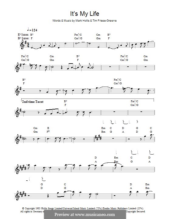 It's My Life (Talk Talk): Для саксофона by Mark Hollis, Timothy Friese-Greene