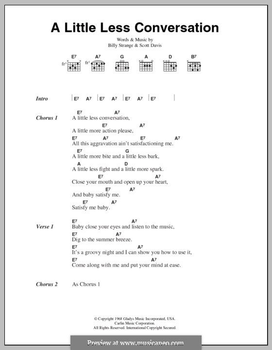 A Little Less Conversation (Elvis Presley): Текст, аккорды by Billy Strange, Mac Davis