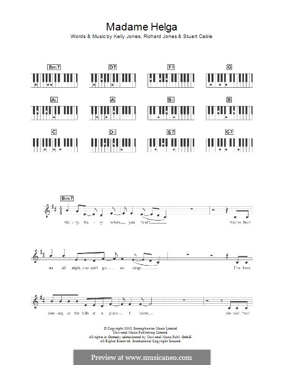 Madame Helga (Stereophonics): Для клавишного инструмента by Kelly Jones, Richard Jones, Stuart Cable