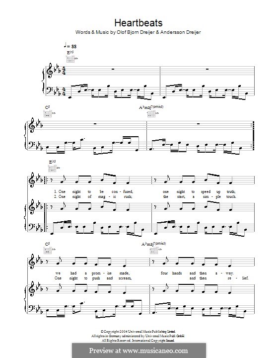 Heartbeats (Jose Gonzalez): Для голоса и фортепиано (или гитары) by Karin Dreijer Andersson, Olof Bjorn Dreijer