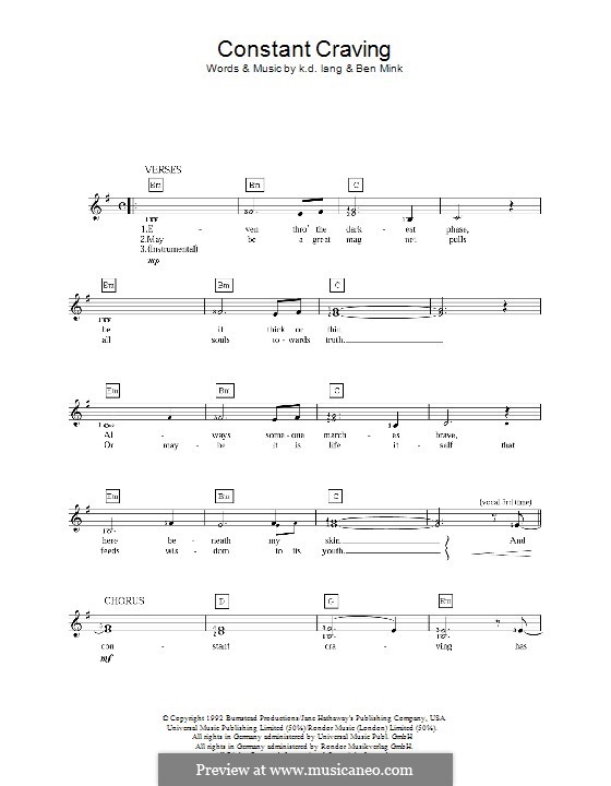 Constant Craving: Для клавишного инструмента by Ben Mink, k.d. lang
