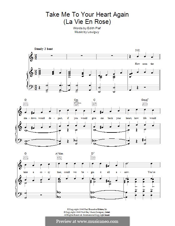 Take Me to Your Heart Again (La Vie en Rose): Для голоса и фортепиано (или гитары) by R. S. Louiguy