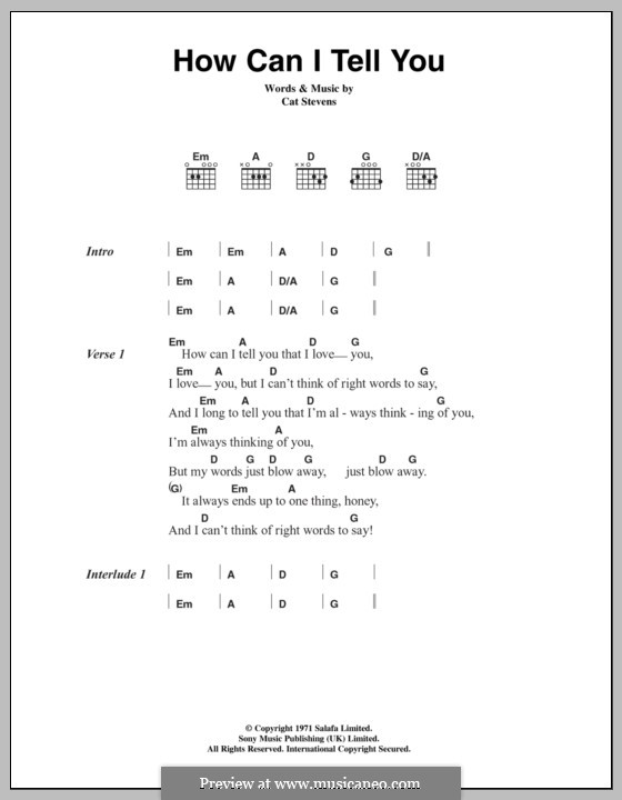 How Can I Tell You?: Текст, аккорды by Cat Stevens