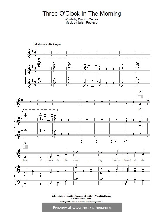 Three O'Clock in the Morning: Для голоса и фортепиано (или гитары) by Julian Robledo