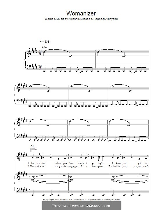 Womanizer (Britney Spears): Для голоса и фортепиано (или гитары) by Nikeshia Briscoe, Rapheal Akinyemi