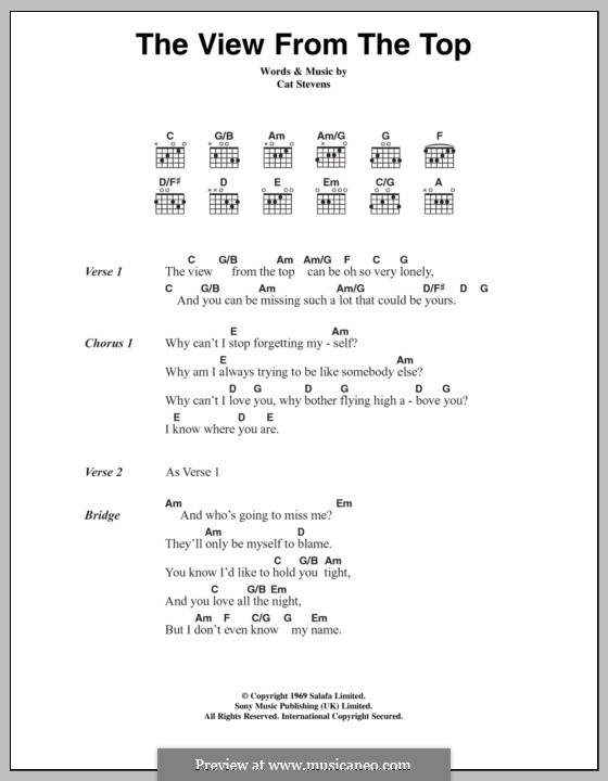 The View from the Top: Текст, аккорды by Cat Stevens