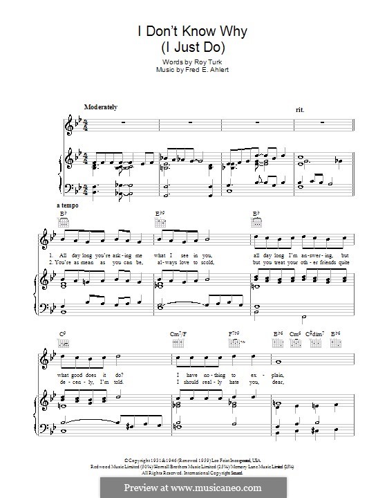 I Don't Know Why (I Just Do): Для голоса и фортепиано или гитары (Frank Sinatra) by Roy Turk, Fred E. Ahlert
