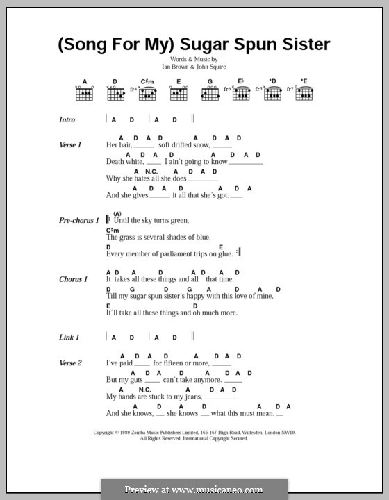 (Song for My) Sugar Spun Sister (The Stone Roses): Текст, аккорды by Ian Brown, John Squire