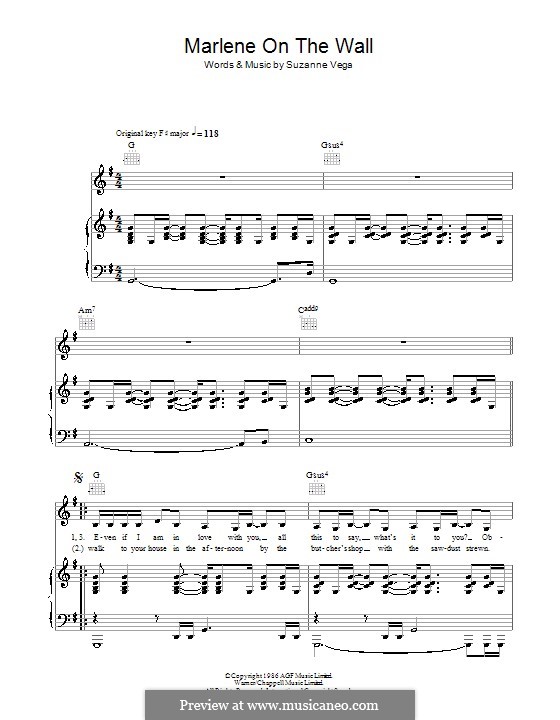 Marleneon the Wall: Для голоса и фортепиано (или гитары) by Suzanne Vega