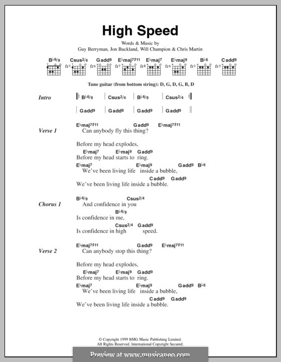 High Speed (Coldplay): Текст, аккорды by Chris Martin, Guy Berryman, Jonny Buckland, Will Champion