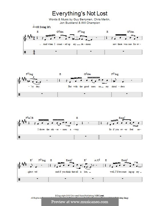 Everything's not Lost (Coldplay): Для ударных by Chris Martin, Guy Berryman, Jonny Buckland, Will Champion