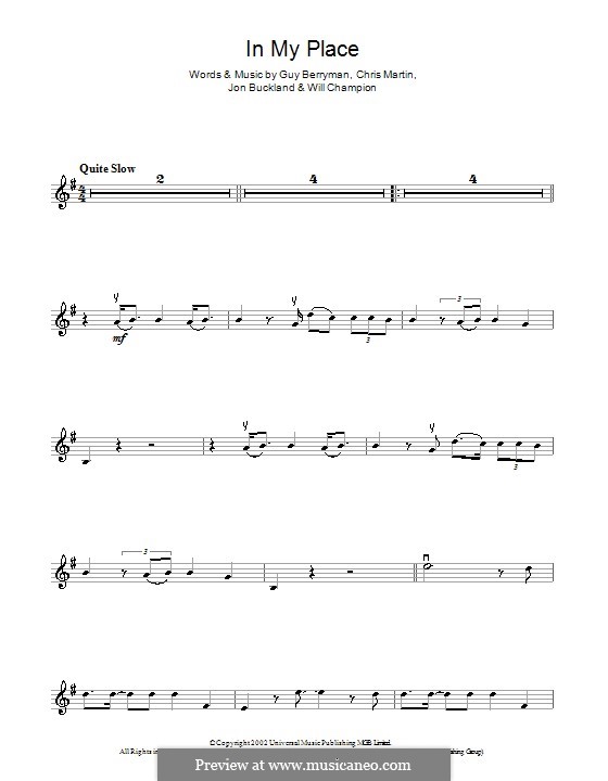 In My Place (Coldplay): Для скрипки by Chris Martin, Guy Berryman, Jonny Buckland, Will Champion
