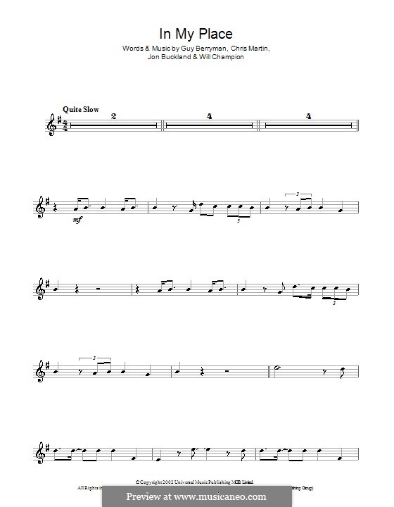 In My Place (Coldplay): Для флейты by Chris Martin, Guy Berryman, Jonny Buckland, Will Champion