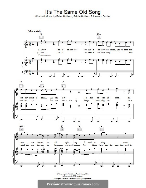 It's tThe Same Old Song (The Four Tops): Для голоса и фортепиано (или гитары) by Brian Holland, Edward Holland Jr., Lamont Dozier