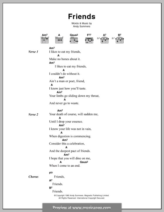 Friends (The Police): Текст и аккорды by Andy Summers