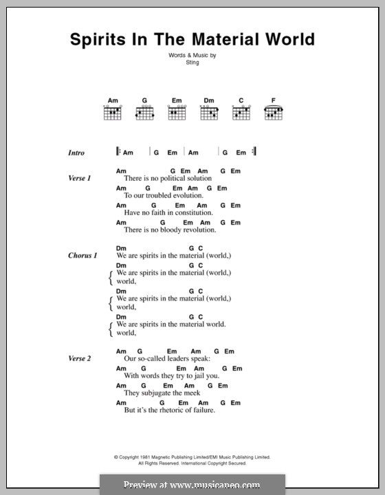 Spirits in the Material World (The Police): Текст, аккорды by Sting