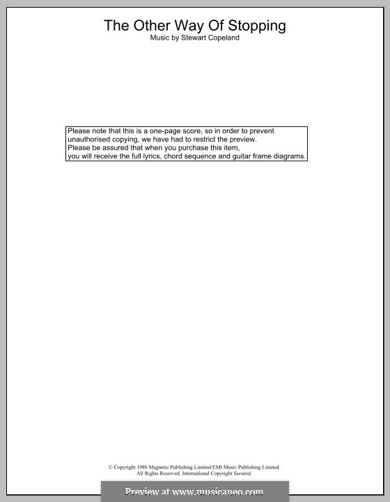 The Other Way of Stopping (The Police): Текст, аккорды by Stewart Copeland